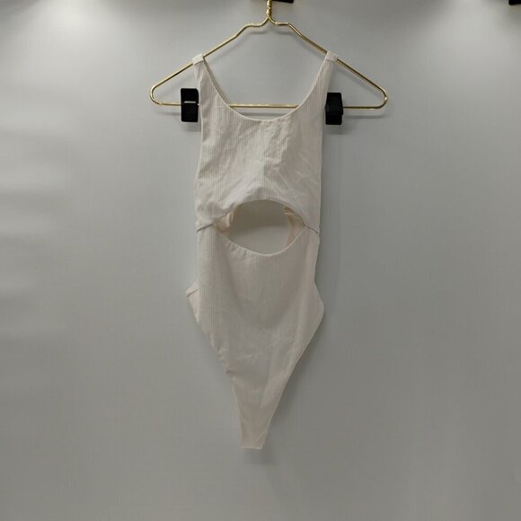 For Love and Lemons White Cut Out Ribbed Thong Bodysuit Medium Sexy Summer - Picture 6 of 15